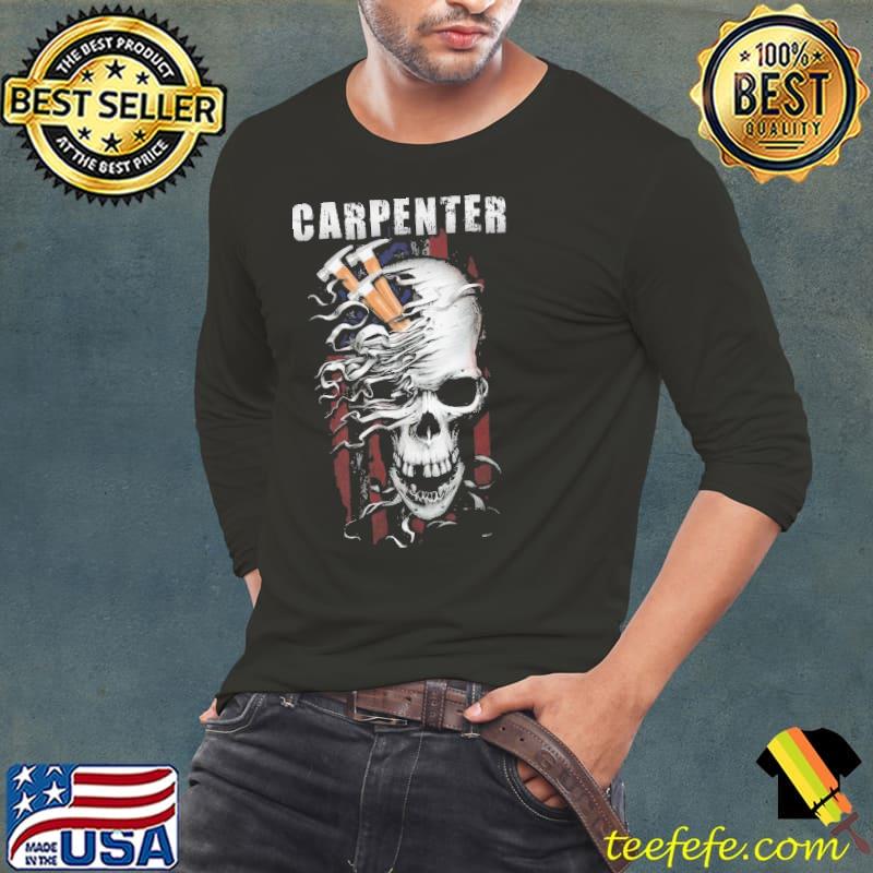 Carpenter skull American Flag s Long Sleeve Tee Carpenter skull American Flag s Long Sleeve Tee