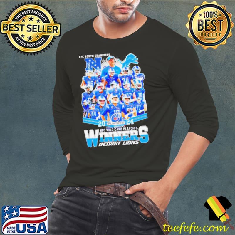 Detroit Lions 2024 NFL Wild Card Playoffs Winners NFC North Champions signatures s Long Sleeve Tee Detroit Lions 2024 NFL Wild Card Playoffs Winners NFC North Champions signatures s Long Sleeve Tee