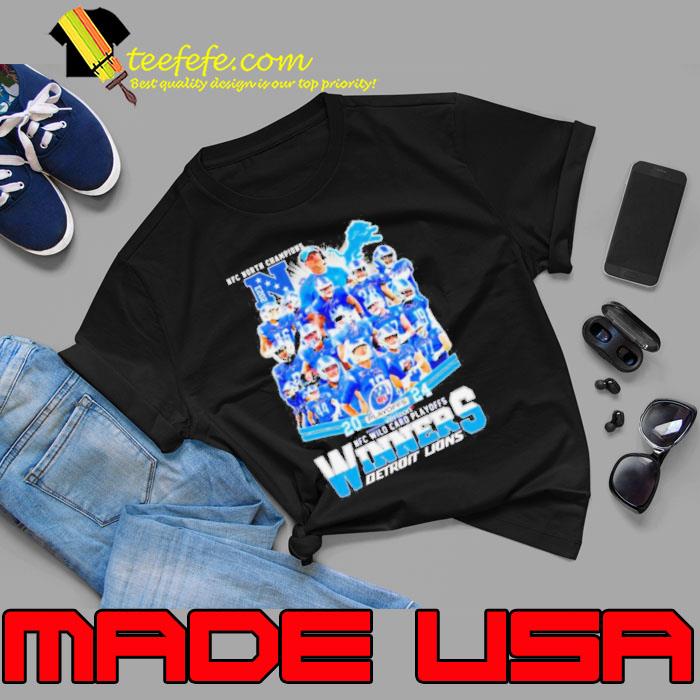 Detroit Lions 2024 NFL Wild Card Playoffs Winners NFC North Champions signatures s Unisex Detroit Lions 2024 NFL Wild Card Playoffs Winners NFC North Champions signatures s Unisex