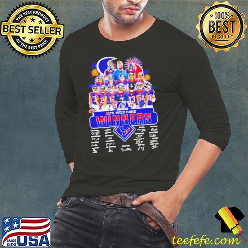Fireworks 23 24 AFC Wild Card Winners Houston Texans signatures s Long Sleeve Tee Fireworks 23 24 AFC Wild Card Winners Houston Texans signatures s Long Sleeve Tee