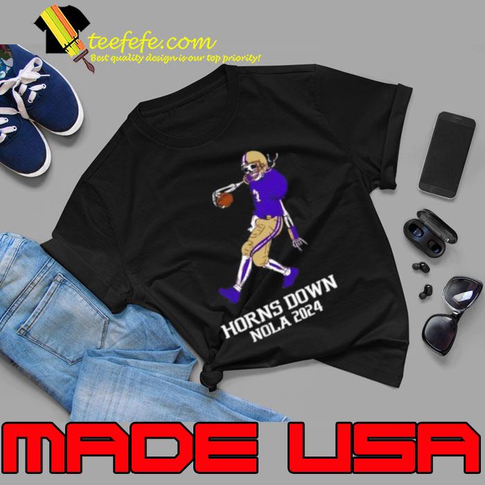 Horns Down Wa Horns Down Nola 2024 Skeleton Shirt Unisex Horns Down Wa Horns Down Nola 2024 Skeleton Shirt Unisex