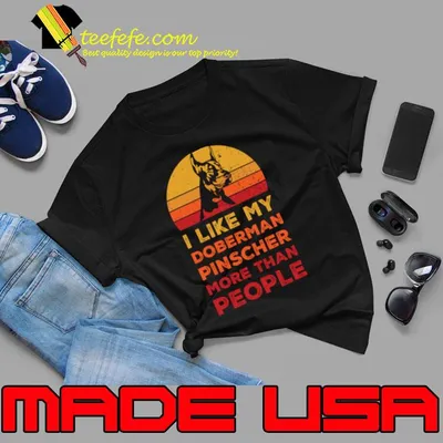 I Like My Doberman Pinscher Dog More Than People Vintage Sunset T-Shirt