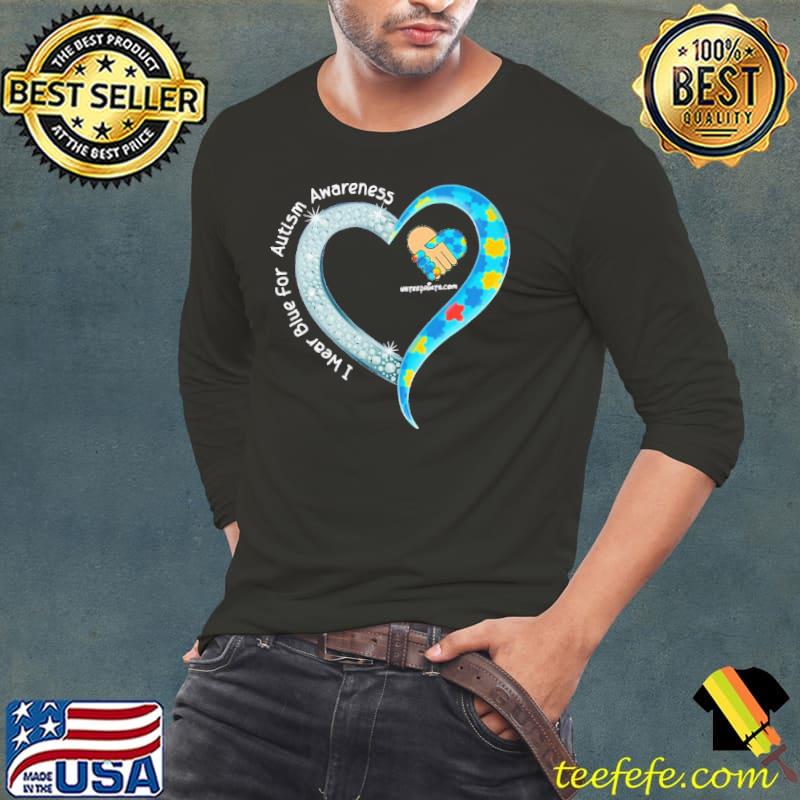 I wear blue for autism awareness heart s Long Sleeve Tee I wear blue for autism awareness heart s Long Sleeve Tee