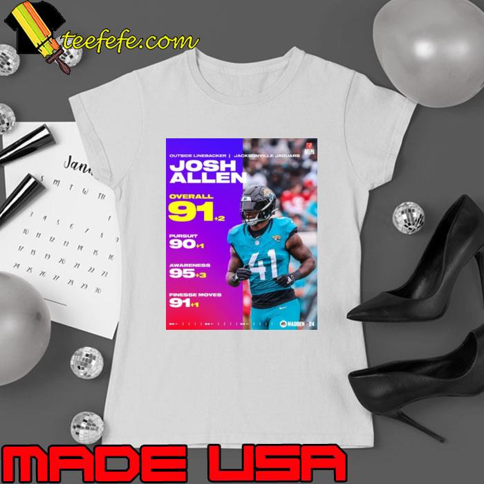 Josh Allen Jacksonville Jaguars 91+2 Overall 90+1 Pursuit 95+3 Awareness 91+1 Finesse Moves Shirt Ladies tee Josh Allen Jacksonville Jaguars 91+2 Overall 90+1 Pursuit 95+3 Awareness 91+1 Finesse Moves Shirt Ladies tee