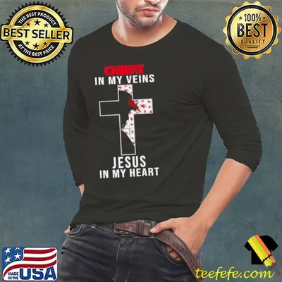 Kansas City Chiefs NFL In My Veins Jesus In My Heart Cross 2024 Shirt
