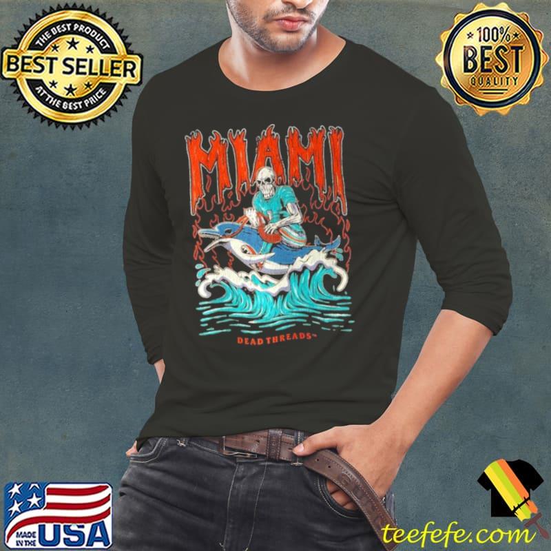 Miami Dolphins Tua Tagovailoa Football Skeleton Dead Threads Shirt Long Sleeve Tee Miami Dolphins Tua Tagovailoa Football Skeleton Dead Threads Shirt Long Sleeve Tee
