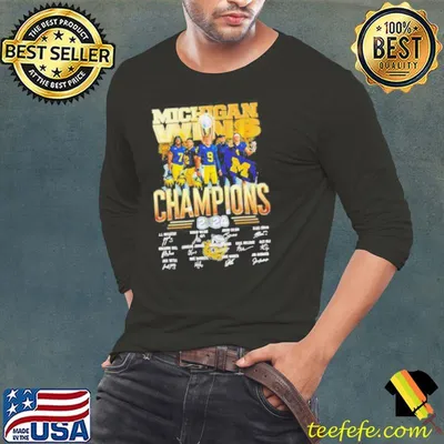 Michigan wins CFP National Champions 2024 player signatures logo shirt
