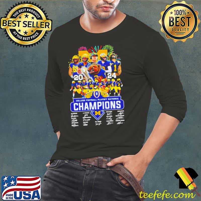 Michigan Wolverines 2024 CFP National Champions signatures s Long Sleeve Tee Michigan Wolverines 2024 CFP National Champions signatures s Long Sleeve Tee