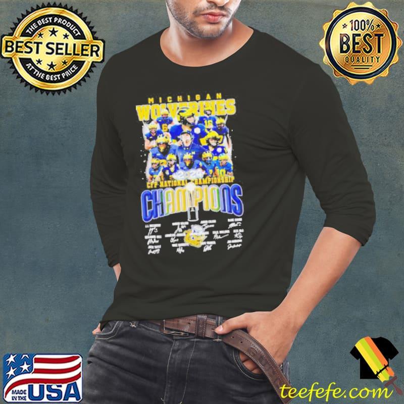 Michigan Wolverines 2024 CFP National Championship Champions signatures shirt