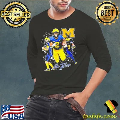 Michigan Wolverines 2024 College football Playoff National Championship players pose go blue shirt
