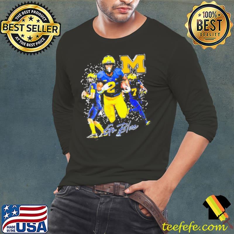 Michigan Wolverines 2024 College football Playoff National Championship players pose go blue shirt