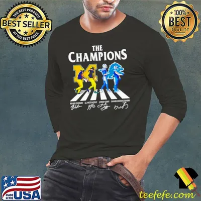 Michigan Wolverines and Detroit Lions the Champions Abbey Road signatures shirt
