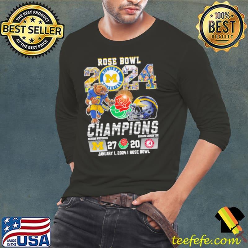 Michigan Wolverines Football 2023 Rose Bowl Champions Victory Alabama 27 20 Shirt Long Sleeve Tee Michigan Wolverines Football 2023 Rose Bowl Champions Victory Alabama 27 20 Shirt Long Sleeve Tee