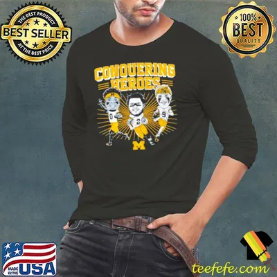 Michigan Wolverines McCarthy Corum and Sainristil conquering heroes shirt