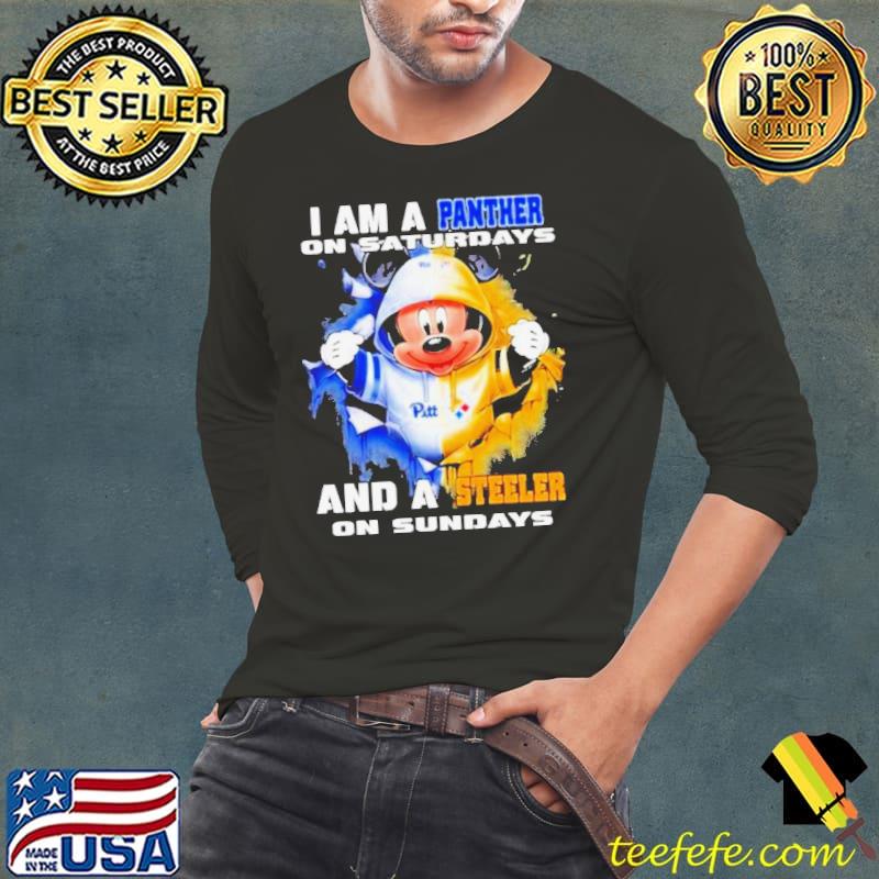 Mickey Mouse I Am A Pittsburgh Panthers On Saturdays And A Pittsburgh Steelers On Sundays Shirt Long Sleeve Tee Mickey Mouse I Am A Pittsburgh Panthers On Saturdays And A Pittsburgh Steelers On Sundays Shirt Long Sleeve Tee