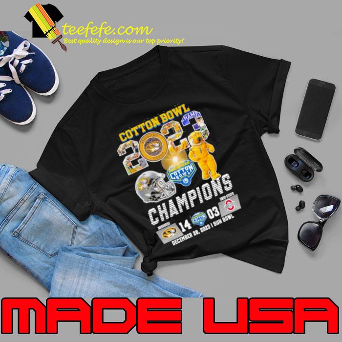 Missouri Tigers Football 2023 Cotton Bowl Champions Victory Ohio State 14 03 Shirt Unisex Missouri Tigers Football 2023 Cotton Bowl Champions Victory Ohio State 14 03 Shirt Unisex
