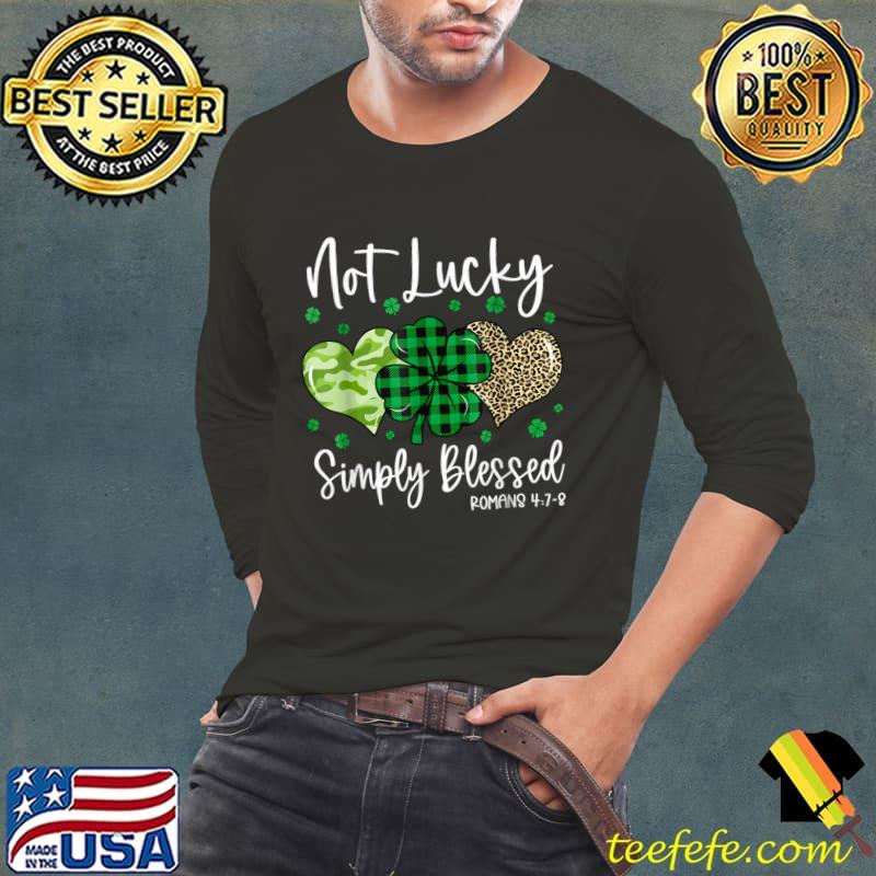 Not Lucky Simply Blessed Christian St Patricks Day Irish Hearts Plaid And leopard T-Shirt Long Sleeve Tee Not Lucky Simply Blessed Christian St Patricks Day Irish Hearts Plaid And leopard T-Shirt Long Sleeve Tee
