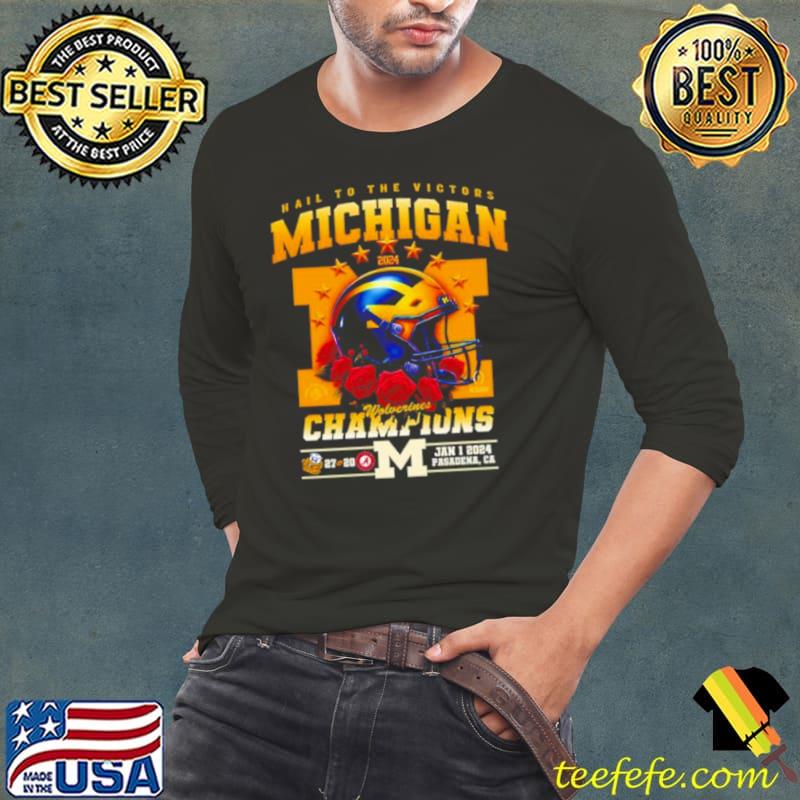 Official hail to the victor Michigan Wolverines 2024 Champions helmet shirt