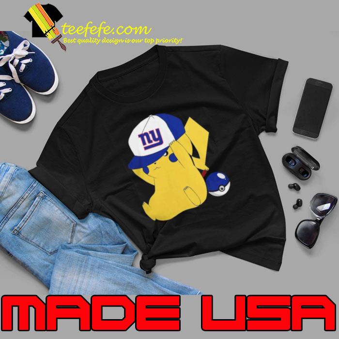 Pikachu Wear The Hat New York Giants Football Logo shirts Unisex Pikachu Wear The Hat New York Giants Football Logo shirts Unisex