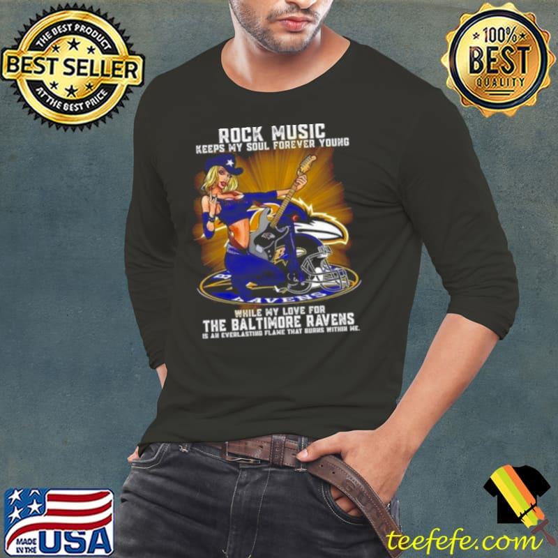 Premium baltimore Ravens Rock Music Keep My Soul Forever Young 2024 Shirt