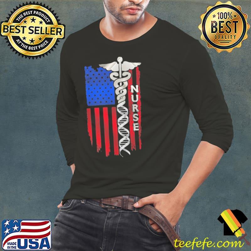 Proud Nurse Symbol American Flag s Long Sleeve Tee Proud Nurse Symbol American Flag s Long Sleeve Tee