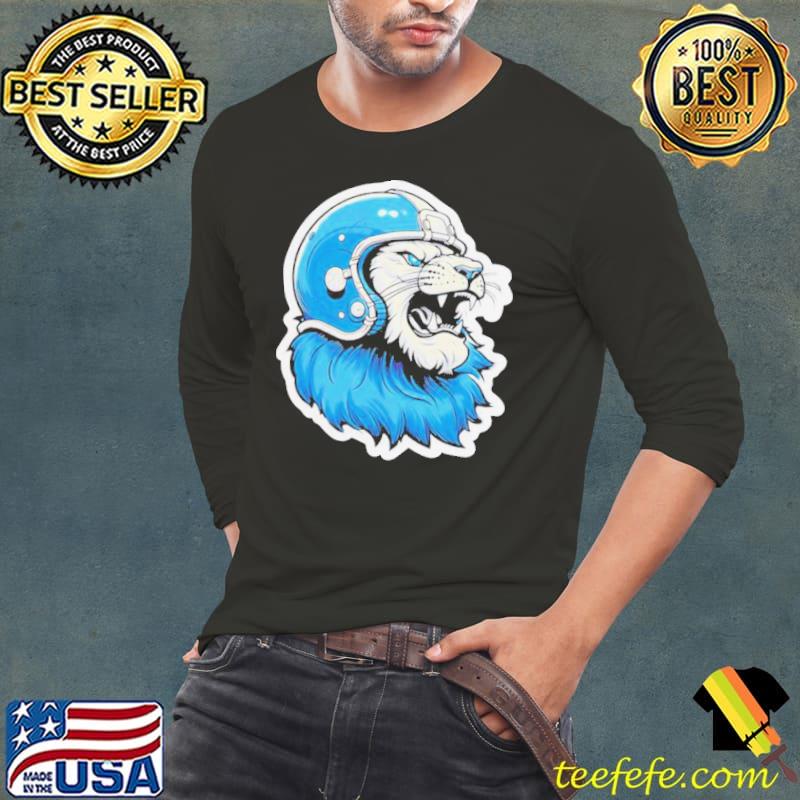 Strong Detroit Lion Wearing Helmet s Long Sleeve Tee Strong Detroit Lion Wearing Helmet s Long Sleeve Tee