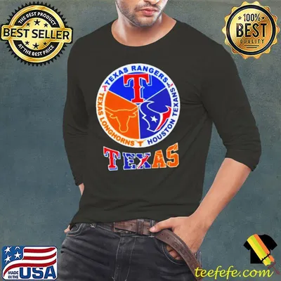 TEXAS Texas Rangers Texas Longhorns Houston Texans parody logo shirt