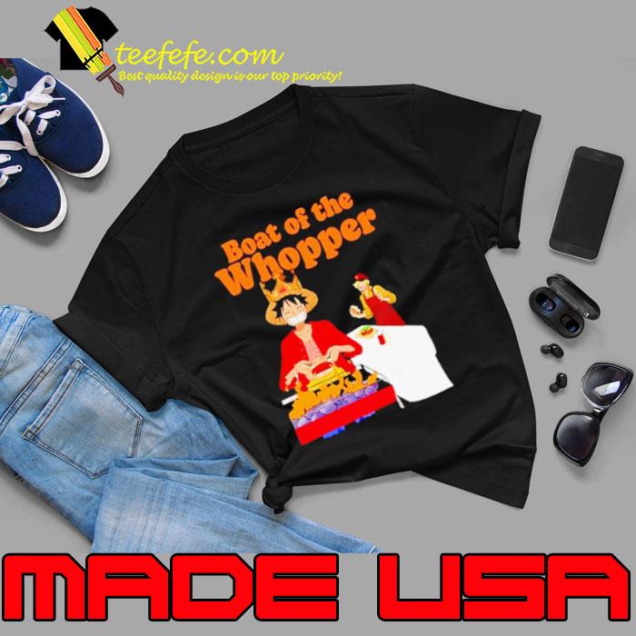 The One Piece X Burger King Boat of the whopper shirt