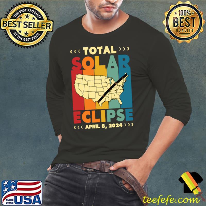 Total Solar Eclipse Path of Totality April 8 2024, Vintage Solar Eclipse USA Map T-Shirt Long Sleeve Tee Total Solar Eclipse Path of Totality April 8 2024, Vintage Solar Eclipse USA Map T-Shirt Long Sleeve Tee