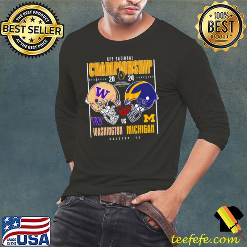 Washington Huskies Vs Michigan Wolverines Helmet 2024 CFP National Championship Houston, Tx Shirt