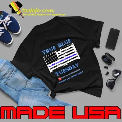 Wild Blue Wanderers True Blue Tuesdays Support Law Enforcement Usa Flag T-Shirt