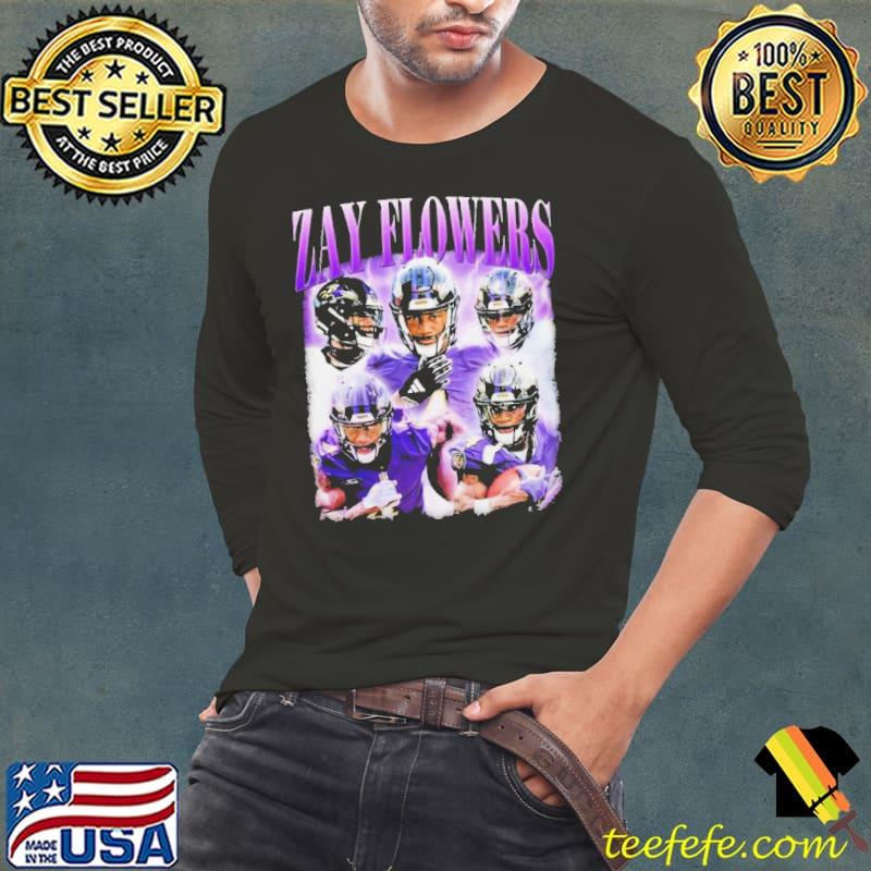 Zay Flowers Vintage Homage Bootleg Football 2024 Shirt Long Sleeve Tee Zay Flowers Vintage Homage Bootleg Football 2024 Shirt Long Sleeve Tee