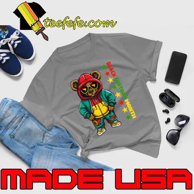 Black History Month Hip Hop Teddy Bear African American Boys T-Shirt