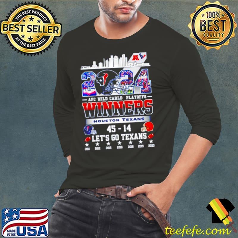 Houston Texans 2024 AFC Wild Card Playoffs winners let’s go Texans city s Long Sleeve Tee Houston Texans 2024 AFC Wild Card Playoffs winners let’s go Texans city s Long Sleeve Tee