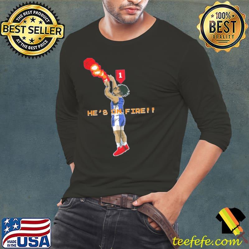 Joel Embiid he’s on fire game s Long Sleeve Tee Joel Embiid he’s on fire game s Long Sleeve Tee