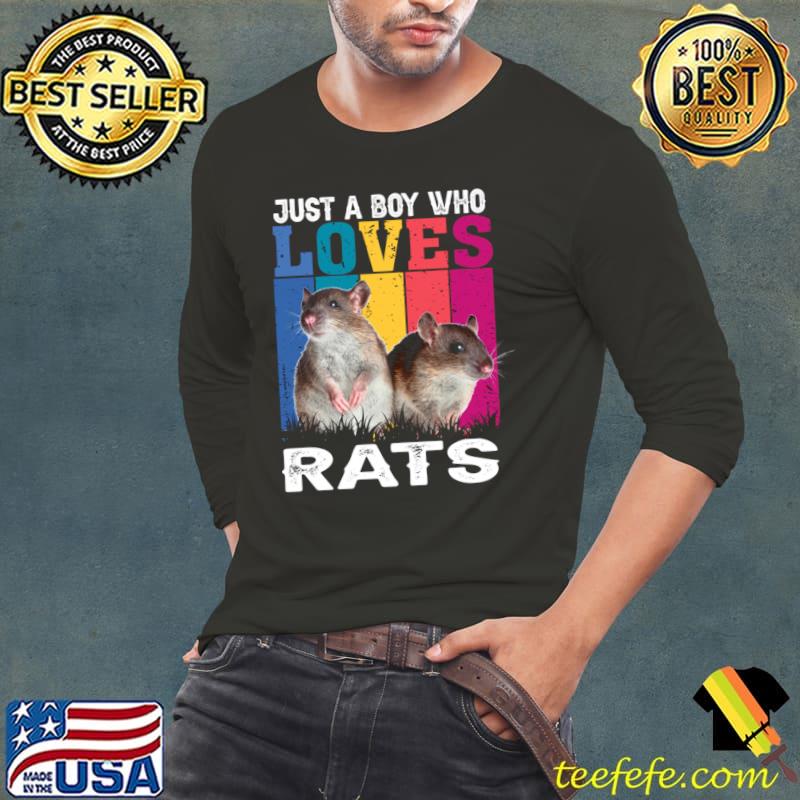 Just A Boy Who Loves Rats Vintage Rodent-themed Sophistication T-Shirt Long Sleeve Tee Just A Boy Who Loves Rats Vintage Rodent-themed Sophistication T-Shirt Long Sleeve Tee
