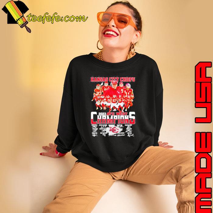 Kansas City Chiefs 2023 Afc West Champions Road To Las Vegas Super Bowl Signatures Shirt