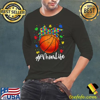 Messy Bun Basketball Ball Puzzle Mom Life Autism Awareness T-Shirt