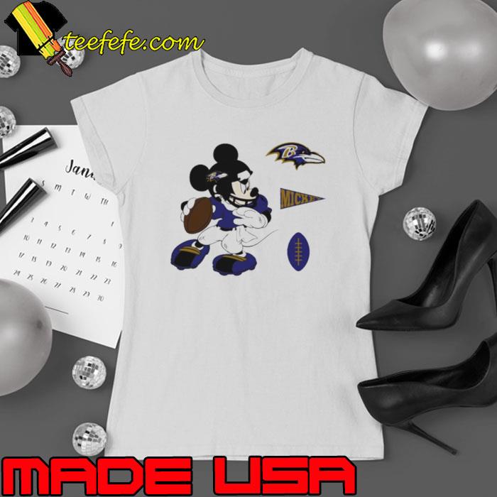 Mickey mouse player Baltimore Ravens Disney football s Ladies tee Mickey mouse player Baltimore Ravens Disney football s Ladies tee