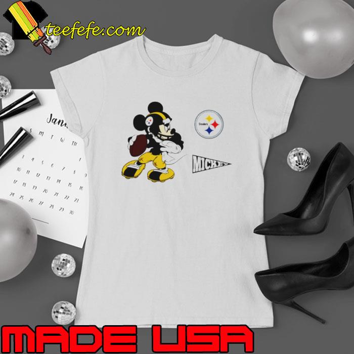 Mickey mouse player Pittsburgh Steelers Disney football s Ladies tee Mickey mouse player Pittsburgh Steelers Disney football s Ladies tee
