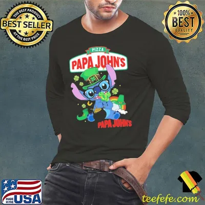 Papa John's Pizza Baby Stitch Rainbow St patrick's day shirt