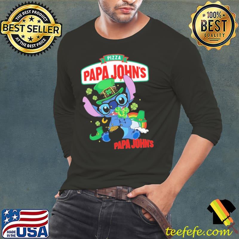 Papa John's Pizza Baby Stitch Rainbow St patrick's day shirt