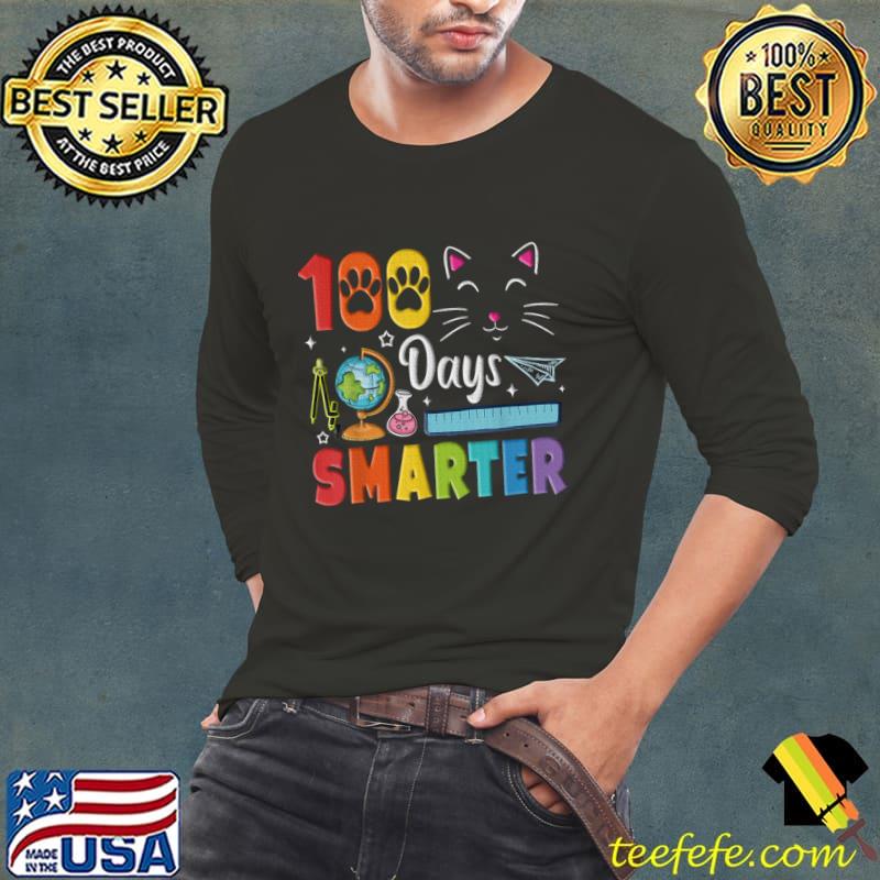 Premium 100Th Day Of School Students 100 Days Love Of Cats Smarter T-Shirt Long Sleeve Tee Premium 100Th Day Of School Students 100 Days Love Of Cats Smarter T-Shirt Long Sleeve Tee