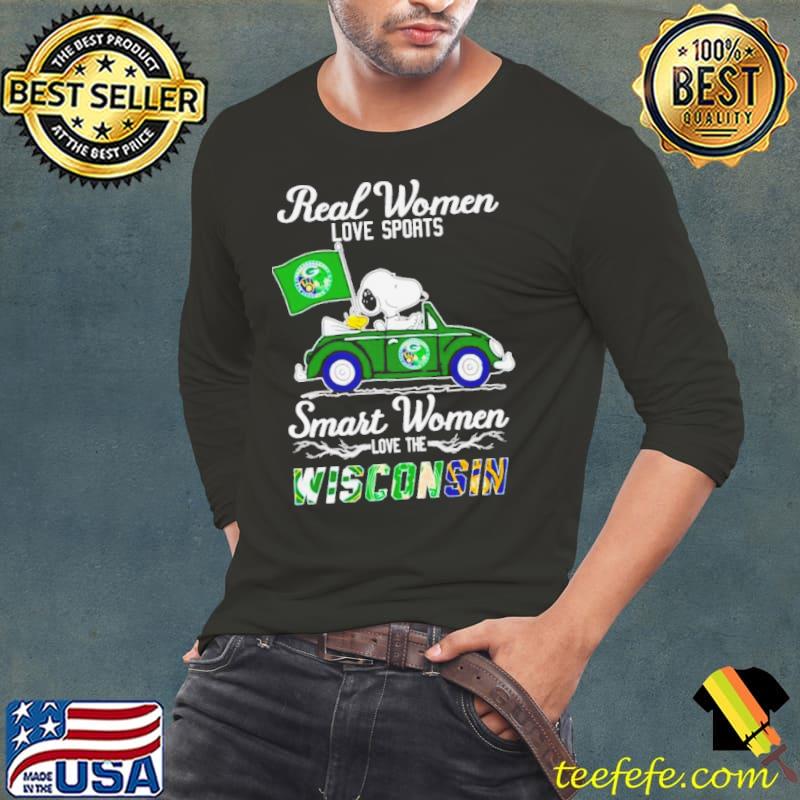 Snoopy and WoodStock real women love sports smart women love the Wisconsin shirt