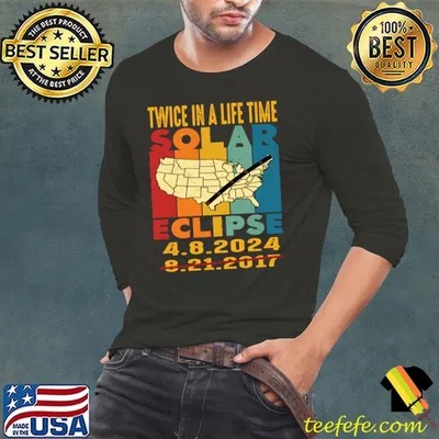 Total Solar Eclipse 2024 Twice Lifetime Maps Retro T-Shirt
