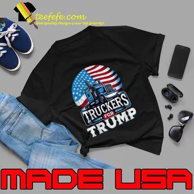Truckers for Trump 2024 Vote Trump American Flag T-Shirt