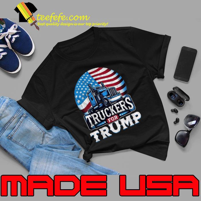 Truckers for Trump 2024 Vote Trump American Flag T-Shirt