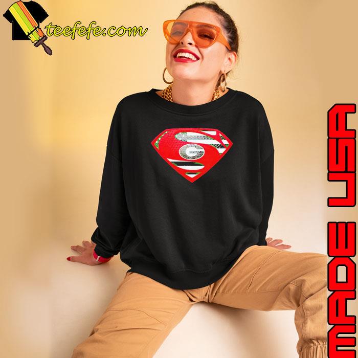 USA Flag Inside Georgia Bulldogs Superman s Sweatshirt USA Flag Inside Georgia Bulldogs Superman s Sweatshirt