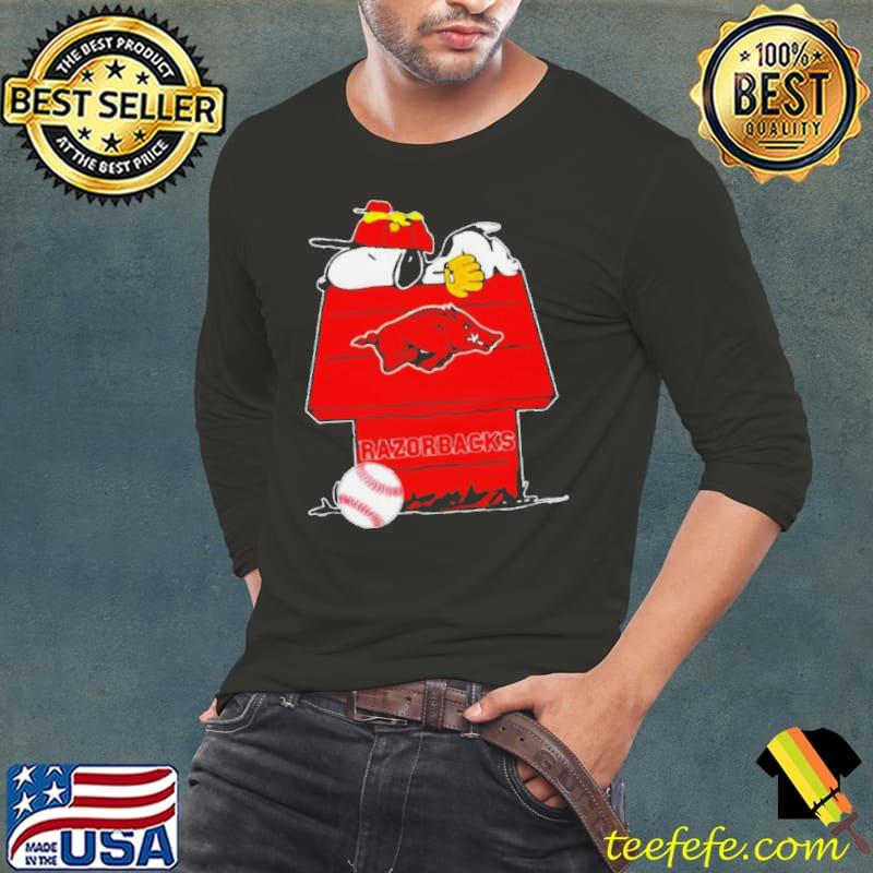 Arkansas Razorbacks Snoopy And Woodstock The Peanuts Baseball Shirt Long Sleeve Tee Arkansas Razorbacks Snoopy And Woodstock The Peanuts Baseball Shirt Long Sleeve Tee