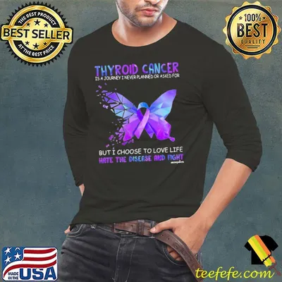 Awesome thyroid Cancer Is A Journey I Never Planned Or Asked For Thyroid Cancer Awareness Butterfly shirt